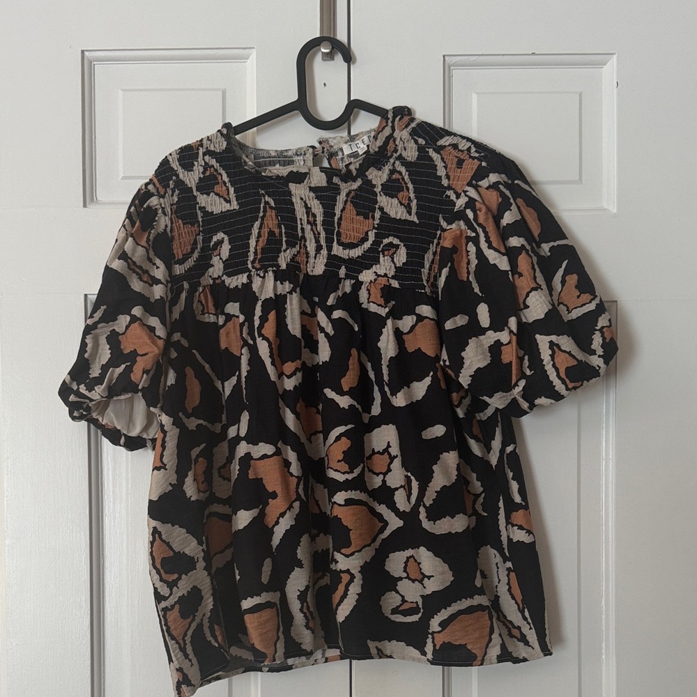 TCEC Black and Brown Patterned Blouse